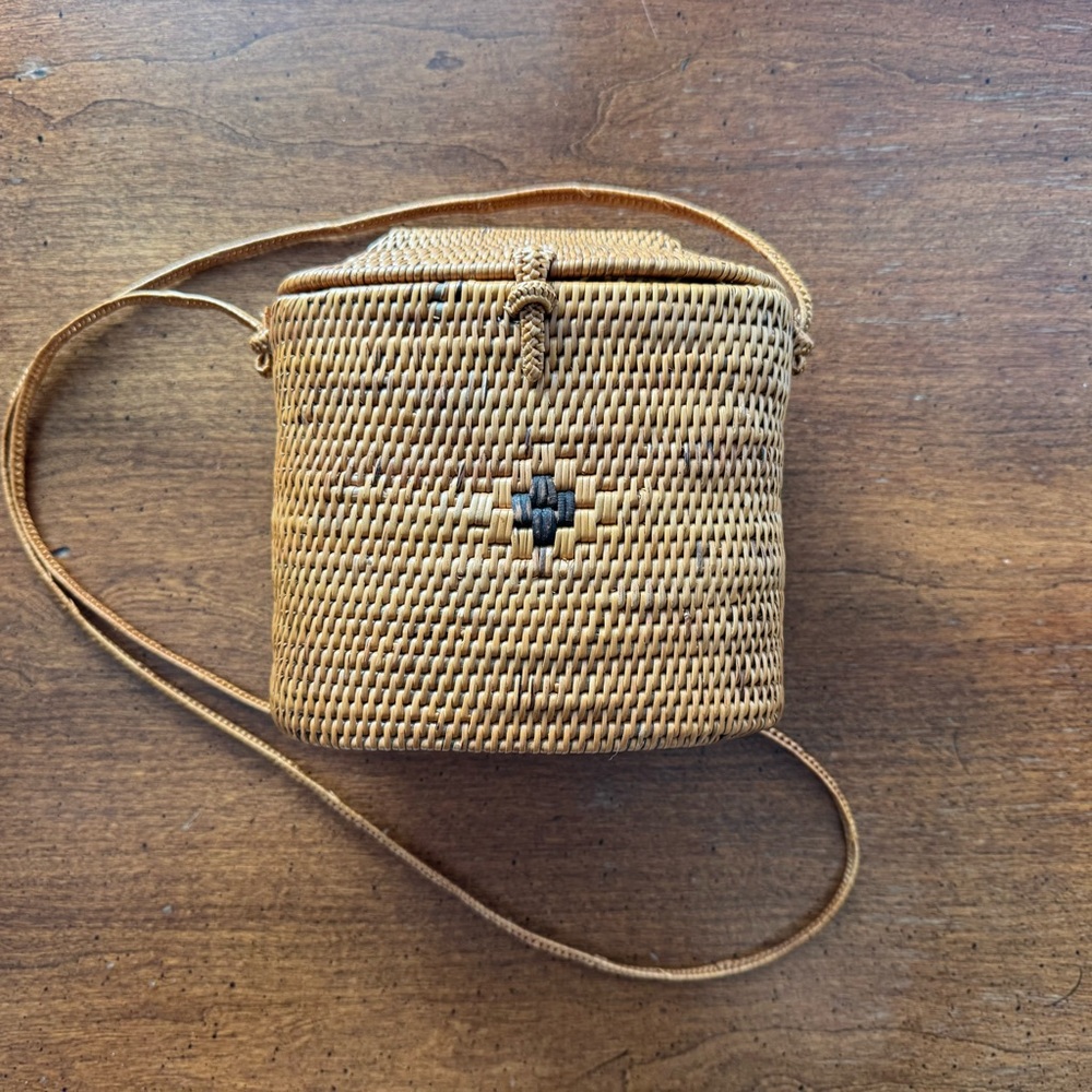 Woven Rattan Tan Crossbody Bag